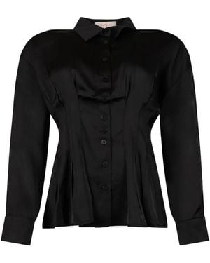Rene' Derhy Jessie Pleated Satin Shirt - Black