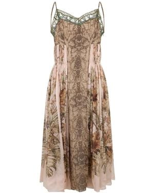 Alberta Ferretti Midikleid Mit Schlangen-Print - Natur