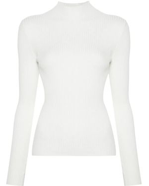 Twinset Gerippter Rollkragenpullover - Weiß