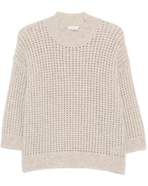 Peserico Sequin-Embellished Open-Knit Jumper - White