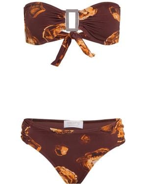 Brigitte Bardot Mila Buckle-Detail Patterned Bikini - Brown
