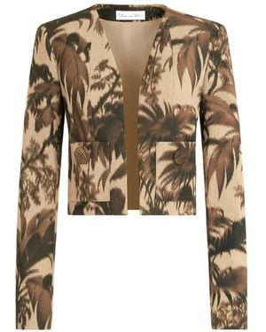 Oscar de la Renta Veste Chiné Palm Leaves - White