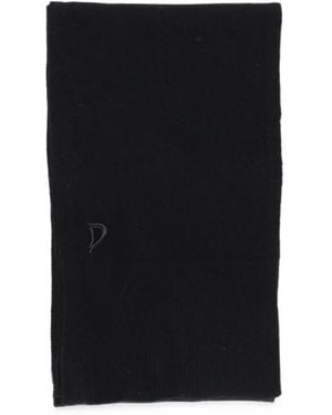 Dondup Logo-Patch Ribbed Scarf - Black