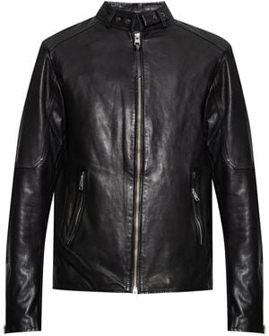 AllSaints Sheepskin Leather Biker Jacket - Black