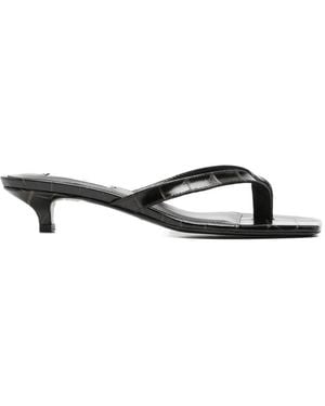 TOTEME Croco-Embossed Heeled Flip Flops - White