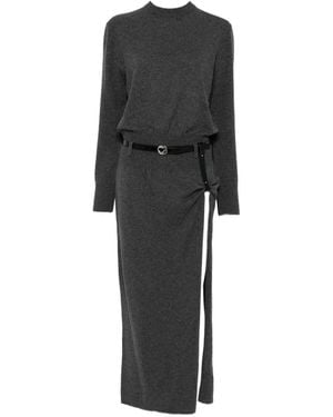 Coperni Belted Side-Slit Midi Dress - Black