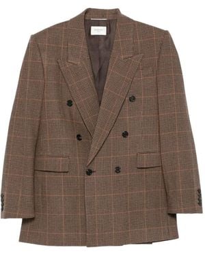 Saint Laurent Prince De Galles Wool Blazer - Brown