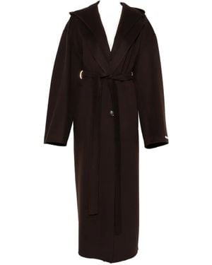 Sportmax Hooded Belted Coat - Black