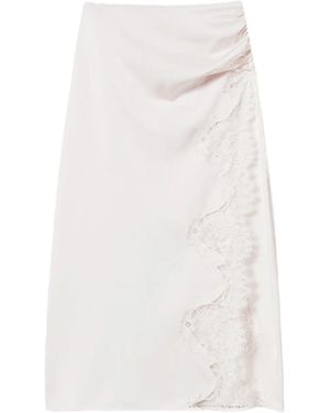 Twinset Lace-Insert Midi Skirt - White