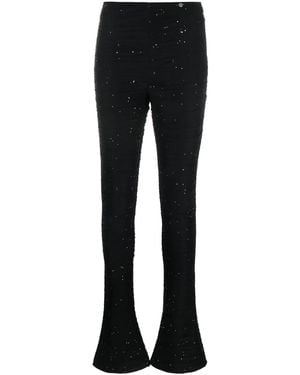 Nissa Crystal-Embellished Flared Trousers - Black