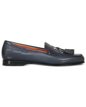 Santoni Tassel-Detail Leather Loafers - Blue