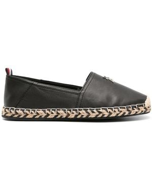 Tommy Hilfiger Logo-Plaque Leather Espadrilles - Grey
