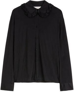 Jil Sander Ruffle-Collar Shirt - Black
