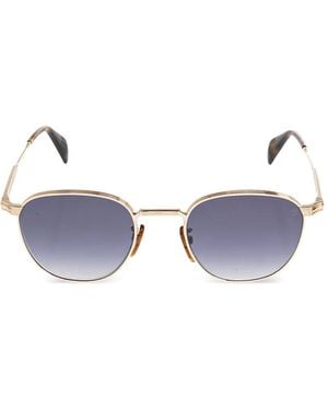 David Beckham Engraved Geometric-Frame Sunglasses - Metallic