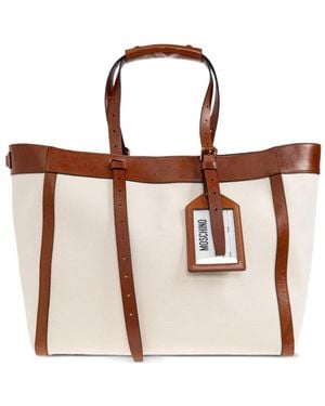Moschino Trimmed Tag Tote Bag - White