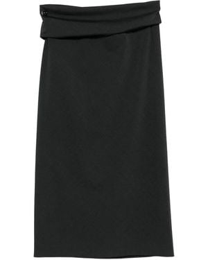Alberta Ferretti Button-Detail Midi Skirt - Black