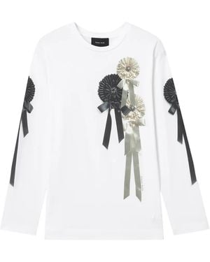 Simone Rocha Rosette-Embellished Long-Sleeve T-Shirt - White