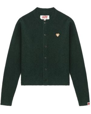 A Bathing Ape Heart-Motif Buttoned Cardigan - Green