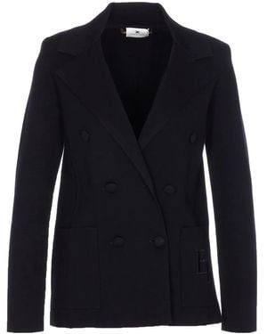 Elisabetta Franchi Double-breasted embroidered logo cardigan - Azul