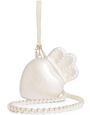 Simone Rocha Claddagh Pearl Clutch Bag - White