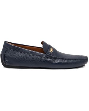 Bally B-Chain Grained Leather Loafers - Blue