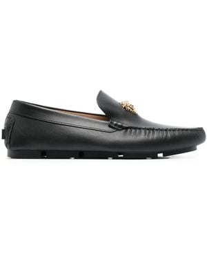 Versace Calf Leather La Medusa Loafers With Plaque - Black