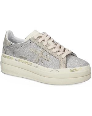 Premiata Crystal-Embellished Platform Trainers - White