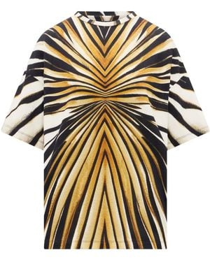 Roberto Cavalli Ray Of Print Cotton T-Shirt - Metallic