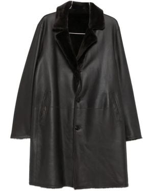 Manzoni 24 Buttoned Leather Coat - Black