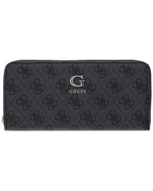Guess Monogram-Print Logo-Plaque Wallet - Black