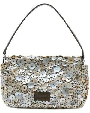 STAUD Timmy Embellished Shoulder Bag - White