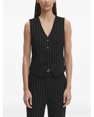 Bruuns Bazaar Pinstripe Buttoned Vest - Black