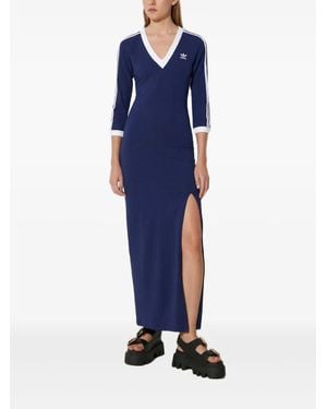adidas Three-Stripe V-Neck Dress - Blue
