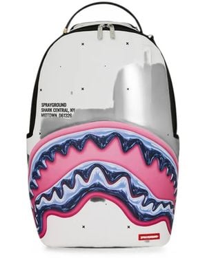Sprayground Shark Central Liquid Chrome Backpack - White
