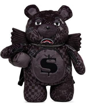 Sprayground Large 4Am Money Wing Bear Check-Pattern Backpack - Black