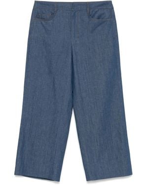 Max Mara Logo-Patch Pants - Blue