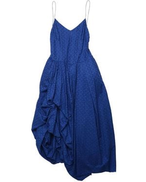 PAULINE DUJANCOURT Broderie-Anglaise Asymmetric Dress - Blue