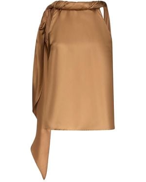 Loulou de Saison Wilma Twisted-Collar Blouse - Natural