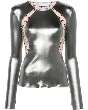 Marine Serre Crescent Moon-Print Panneled T-Shirt - Black