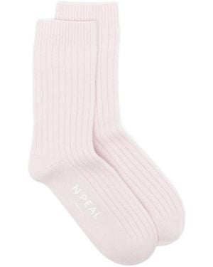 N.Peal Cashmere Calcetines de canalé - Rosa