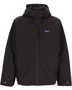 Patagonia Hooded Logo-Patch Jacket - Black