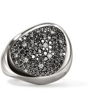 John Hardy Sterling Pebble Diamond Ring - Black