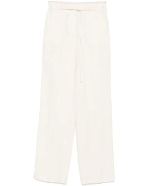 Patrizia Pepe Wide-Leg High-Waist Trousers With Drawstring Closure - White