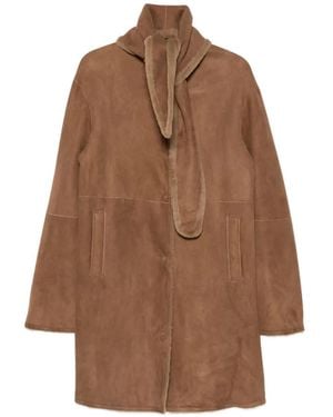 Manzoni 24 Shearling-Linned Scarf-Detail Coat - Brown