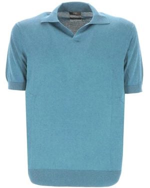 Hōsio T-Shirt En Maille Fine À Col - Blue
