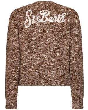 MC2 Saint Barth Embroidered Wool Sweater - Brown
