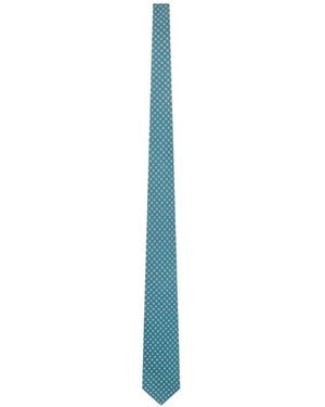 Kiton Geometric-Print Silk Tie - Blue