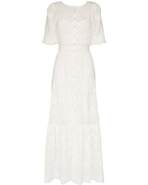 LoveShackFancy Minka Embroidered Cotton Maxi Dress - White