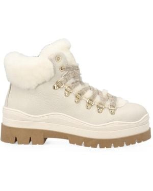 Bogner Arosa 4 B Shearling-Trim Lace-Up Ankle Boots - White