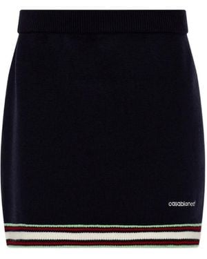 CASABLANCA Embroidered-Logo Striped Shorts - Black